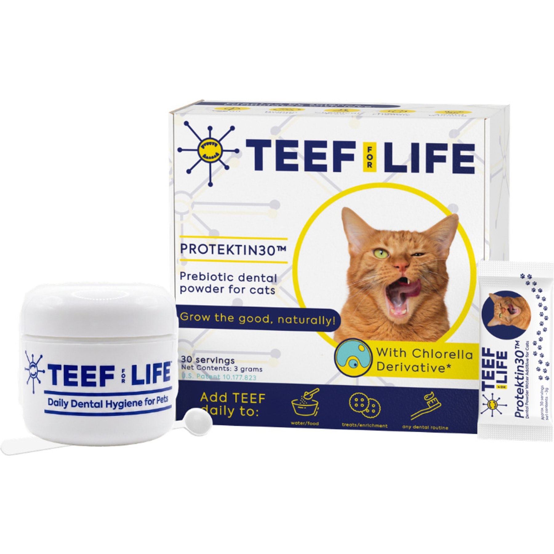 TEEF! Protektin30 Powder Water Additive Dental Kit for Cats, 30 servings