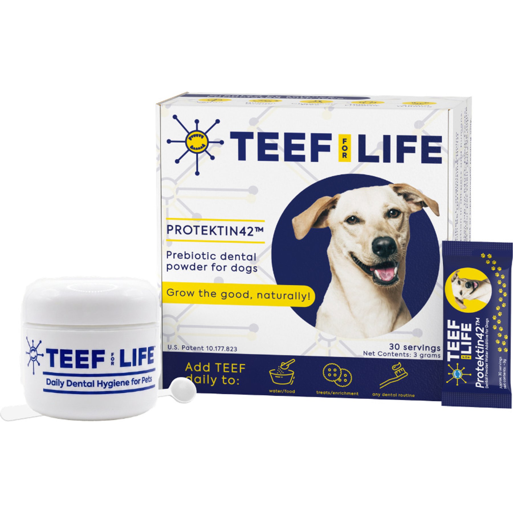TEEF! Protektin42 Powder Water Additive Dental Kit for Dogs, 30 count