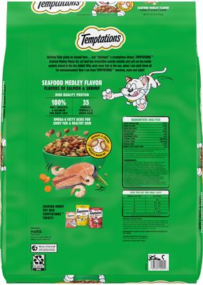Show full view: Temptations Adult Seafood Medley Flavor Dry Cat Food, 20-lb bag slide 3 of 11