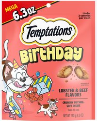 Temptations Birthday Lobster & Beef Flavor Soft & Crunchy Cat Treats, 6.3-oz bag