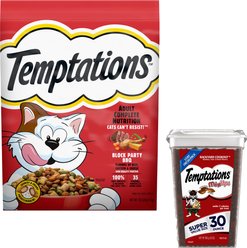 Temptations Block Party BBQ Flavor Dry Food + MixUps Backyard Cookout Flavor Soft & Crunchy Cat Treats