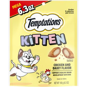 Temptations Chicken & Dairy Flavor Crunchy & Soft Kitten Treats, 6.3-oz bag