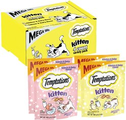 Temptations Chicken & Dairy & Salmon & Dairy Flavor Soft & Crunchy Kitten Treat Multipack, 6.3-oz, 4 pack
