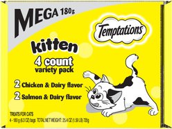 Temptations Chicken & Dairy & Salmon & Dairy Flavor Soft & Crunchy Kitten Treat Multipack, 6.3-oz, 4 pack slide 2 of 9
