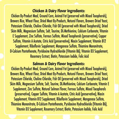 Show full view: Temptations Chicken & Dairy & Salmon & Dairy Flavor Soft & Crunchy Kitten Treat Multipack, 6.3-oz, 4 pack slide 8 of 11