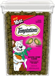 Temptations Classic Blissful Catnip Flavor Soft & Crunchy Cat Treats, 16-oz tub