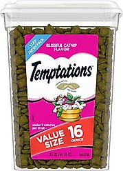 Temptations Classic Blissful Catnip Flavor Soft & Crunchy Cat Treats, 16-oz tub