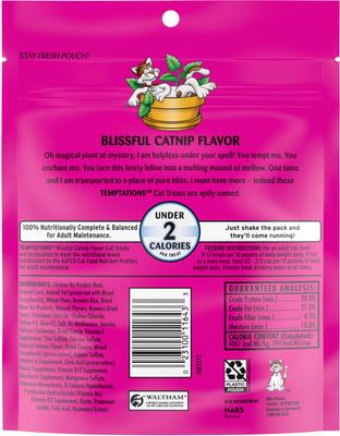 Show full view: Temptations Classic Blissful Catnip Flavor Soft & Crunchy Cat Treats, 6.3-oz bag slide 3 of 12