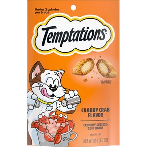 Temptations Classic Crabby Crab Flavor Crunchy & Soft Cat Treats, 3-oz bag