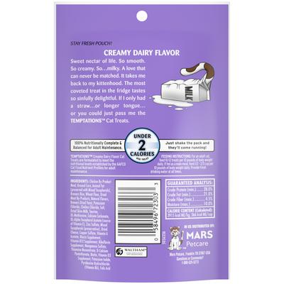 Show full view: Temptations Classic Creamy Dairy Flavor Soft & Crunchy Cat Treats, 3-oz bag slide 3 of 12
