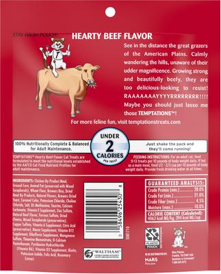 Show full view: Temptations Classic Hearty Beef Flavor Soft & Crunchy Cat Treats, 6.3-oz bag slide 3 of 12