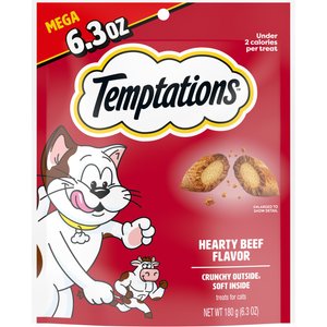 Temptations Classic Hearty Beef Flavor Soft & Crunchy Cat Treats, 6.3-oz bag