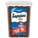 Temptations Classic Savory Salmon Flavor Crunchy & Soft Cat Treats, 16-oz tub