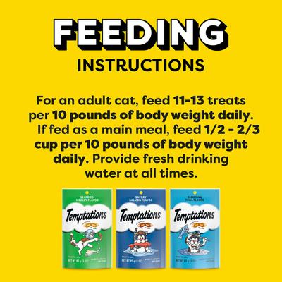 Show full view: Temptations Classic Seafood Lovers Variety Pack Soft & Crunchy Cat Treats, 3-oz bag, case of 6 slide 8 of 12
