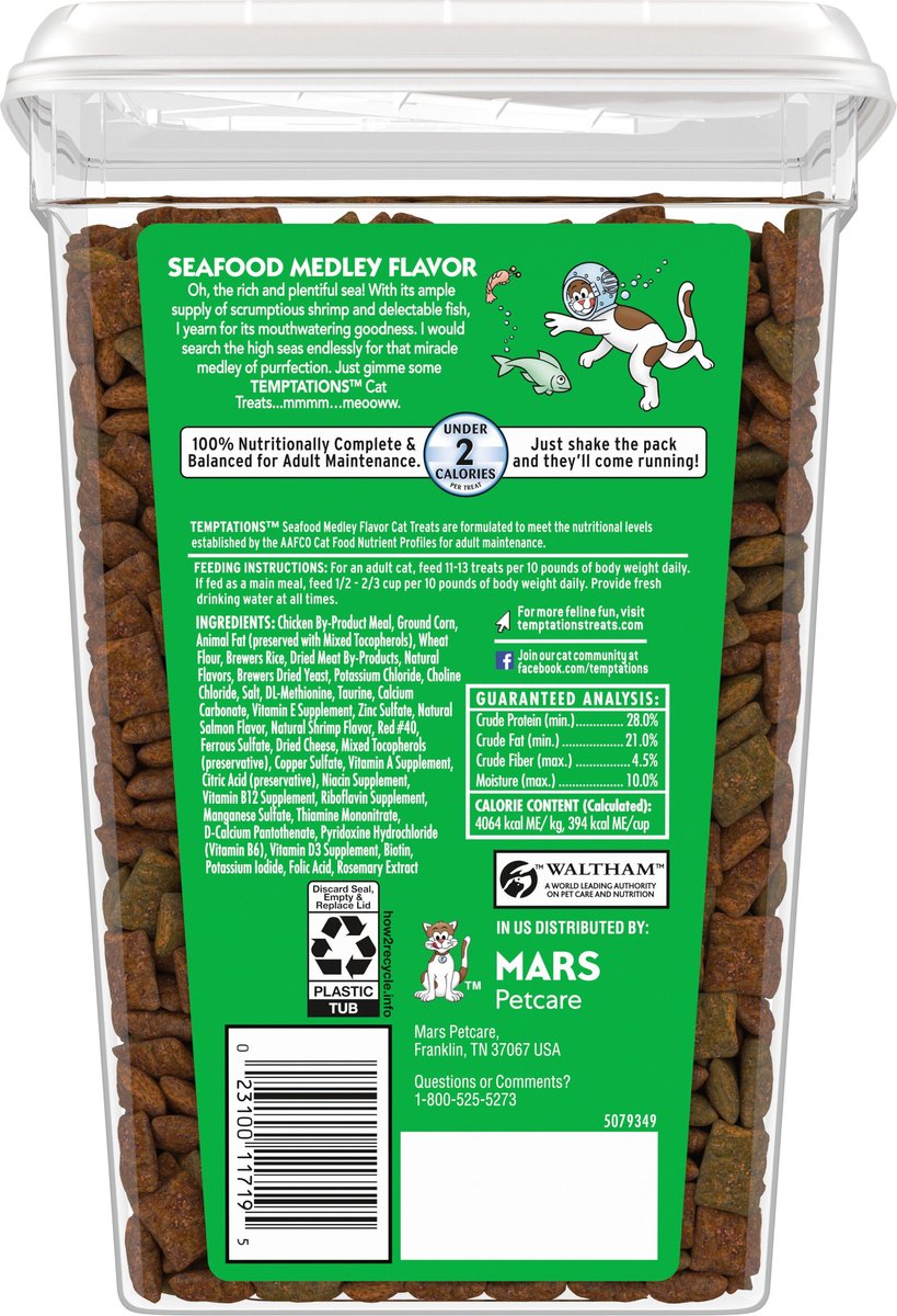 Temptations Classic Seafood Medley Flavor Soft & Crunchy Cat Treats