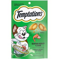 Temptations Classic Seafood Medley Flavor Soft & Crunchy Cat Treats, 3-oz bag