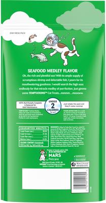 Show full view: Temptations Classic Seafood Medley Flavor Soft & Crunchy Cat Treats, 48-oz bag slide 3 of 12