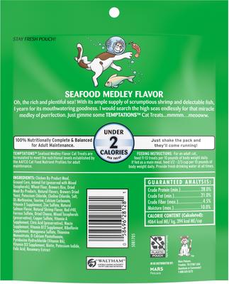 Show full view: Temptations Classic Seafood Medley Flavor Soft & Crunchy Cat Treats, 6.3-oz bag slide 3 of 12