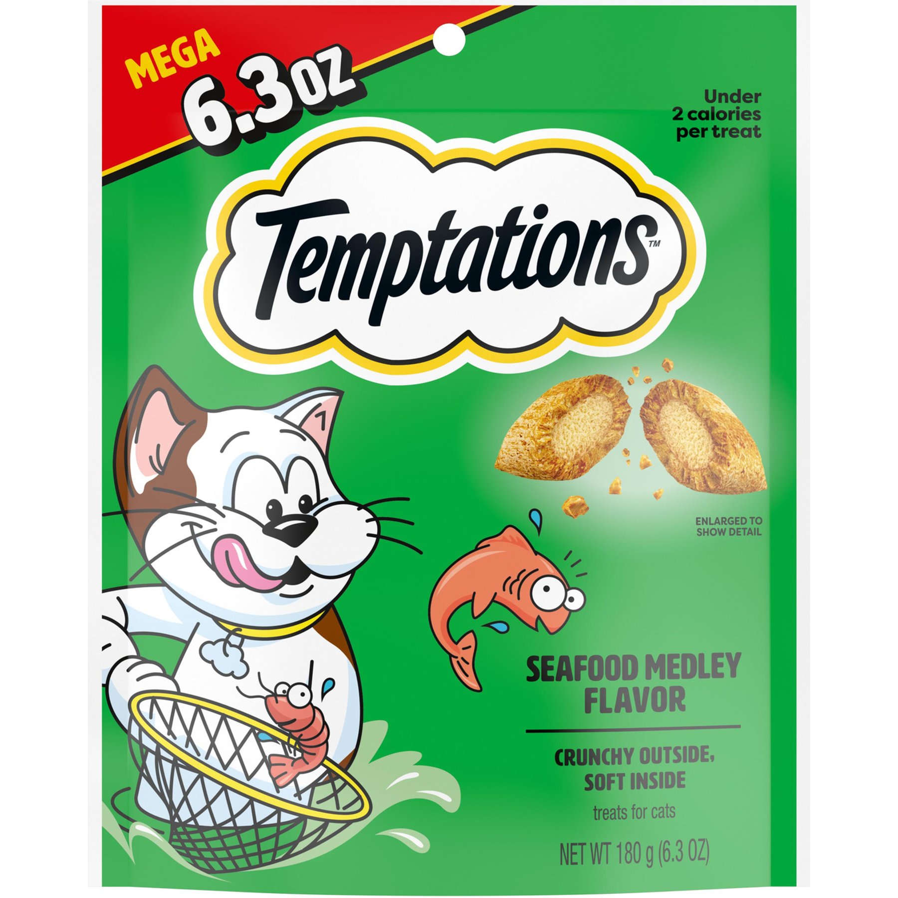 Temptations Classic Seafood Medley Flavor Soft & Crunchy Cat Treats, 6.3-oz bag