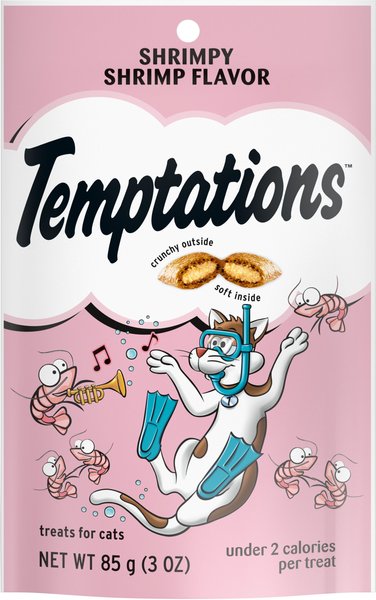 Show full view: Temptations Classic Shrimpy Shrimp Flavor Soft & Crunchy Cat Treats, 3-oz bag slide 1 of 12