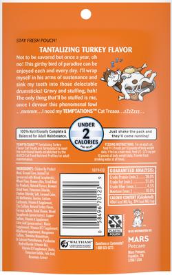 Show full view: Temptations Classic Tantalizing Turkey Flavor Soft & Crunchy Cat Treats, 3-oz bag slide 3 of 12