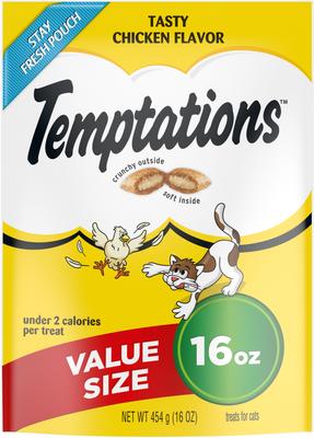 Show full view: Temptations Classic Tasty Chicken Flavor, 16-oz bag + MixUps Meowmaid Salmon & Tuna Flavors Soft & Crunchy Cat Treats slide 2 of 10