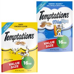 Temptations Classic Tasty Chicken Flavor + MixUps Surfers' Delight Flavor Cat Treats