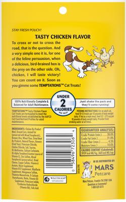 Show full view: Temptations Classic Tasty Chicken Flavor Soft & Crunchy Cat Treats, 3-oz bag slide 3 of 12
