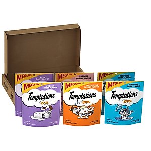 Temptations Classic Variety Pack Creamy Dairy, Tempting Tuna, Shrimpy Shrimp & Tantalizing Turkey Flavor Soft & Crunchy Cat Treats, 6.3-oz, case of 6