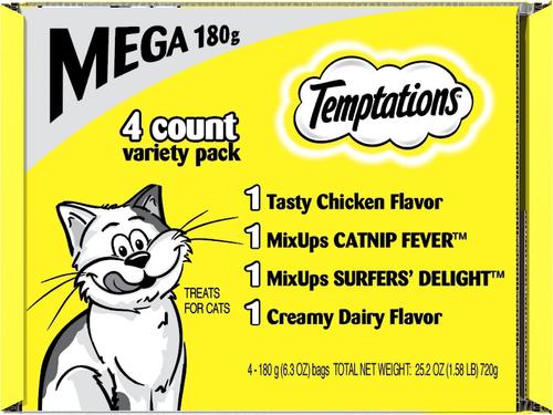 Show full view: Temptations Classics & MixUps Mega Variety Pack Crunchy & Soft Cat Treats, 6.3-oz bag, case of 4 slide 3 of 8