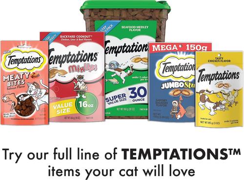 Show full view: Temptations Classics & MixUps Mega Variety Pack Crunchy & Soft Cat Treats, 6.3-oz bag, case of 4 slide 5 of 8