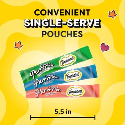 Show full view: Temptations Creamy Puree Mix-Ups Variety Pack Lickable Cat Treats, 0.42-oz tube, pack of 24 slide 9 of 11