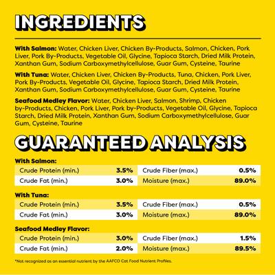 Show full view: Temptations Creamy Puree Mix-Ups Variety Pack Lickable Cat Treats, 0.42-oz tube, pack of 48 slide 7 of 11