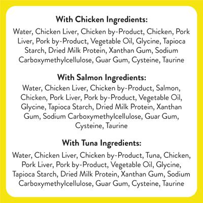 Show full view: Temptations Creamy Puree Salmon, Chicken & Tuna Variety Pack Lickable Cat Treats, 0.425-oz tube, pack of 48 slide 7 of 12