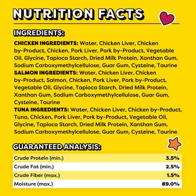 Show full view: Temptations Creamy Puree Salmon, Chicken & Tuna Variety Pack Lickable Cat Treats, 0.42-oz pouch, 24 count slide 7 of 12