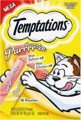 Temptations Creamy Puree Salmon & Chicken Variety Pack Lickable Cat Treats, 0.425-oz, 16 count