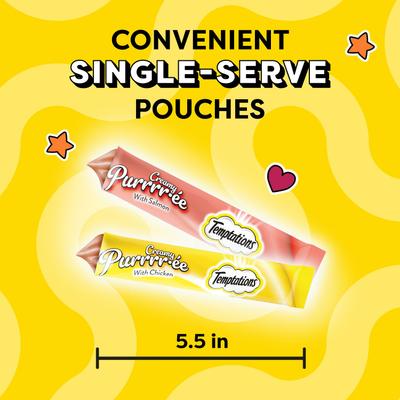 Show full view: Temptations Creamy Puree Salmon & Chicken Variety Pack Lickable Cat Treats, 0.425-oz, 16 count slide 4 of 12