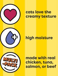 Temptations Creamy Puree Variety Pack Lickable Cat Treats, 0.425-oz pouch, pack of 48 slide 2 of 9