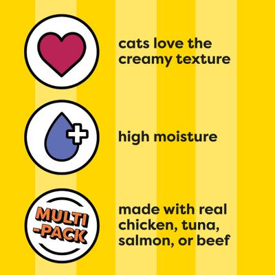 Show full view: Temptations Creamy Puree Variety Pack Lickable Cat Treats, 0.425-oz pouch, pack of 48 slide 4 of 11