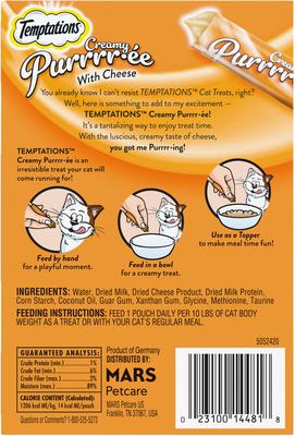 Show full view: Temptations Creamy Puree with Cheese Topper Lickable Cat Treats, 0.425-oz pouch, 16 count slide 3 of 12