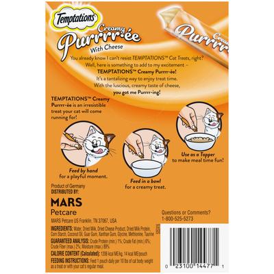 Show full view: Temptations Creamy Puree with Cheese Topper Lickable Cat Treats, 0.425-oz pouch, 4 count slide 3 of 12