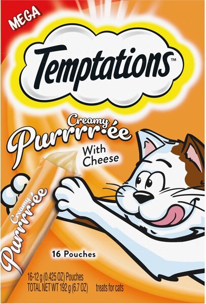 Temptations Creamy Puree with Cheese Topper Lickable Cat Treats