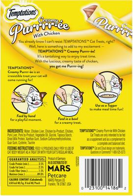 Show full view: Temptations Creamy Puree with Chicken Lickable Cat Treats, 0.425-oz pouch, 16 count slide 3 of 12
