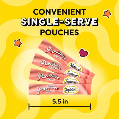 Show full view: Temptations Creamy Puree with Salmon Lickable Cat Treats, 0.425-oz pouch, 24 count slide 4 of 12