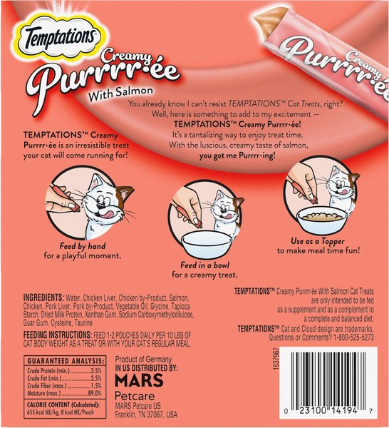 Temptations Creamy Puree with Salmon Lickable Cat Treats