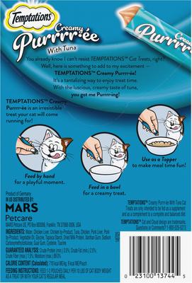 Show full view: Temptations Creamy Puree with Tuna Lickable Cat Treats, 0.425-oz pouch slide 3 of 12