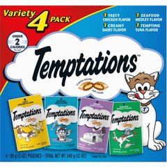 Temptations Feline Favorites Classic Variety Pack Soft & Crunchy Cat Treats, 3-oz bag, case of 4