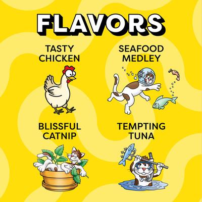 Show full view: Temptations Feline Favorites Variety Pack Soft & Crunchy Cat Treats, 3-oz bag, case of 6 slide 6 of 12