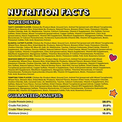 Show full view: Temptations Feline Favorites Variety Pack Soft & Crunchy Cat Treats, 3-oz bag, case of 6 slide 7 of 12