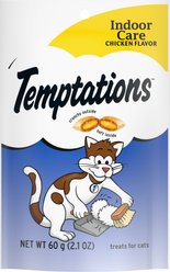 Temptations Indoor Care Chicken Flavor Soft & Crunchy Cat Treats, 2.1-oz bag